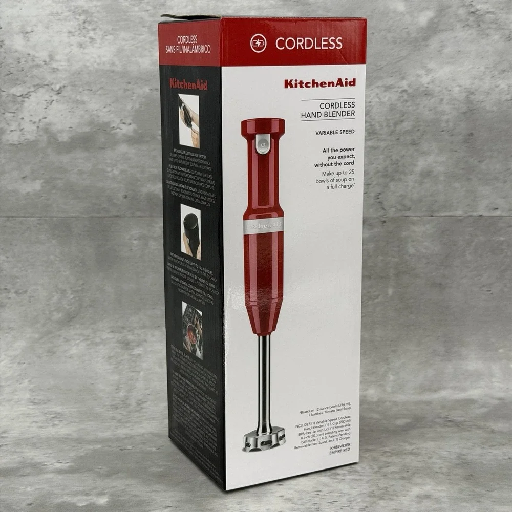 KitchenAid CORDLESS Hand Blender KHBBV53PA Passion Red Rechargeable NIB